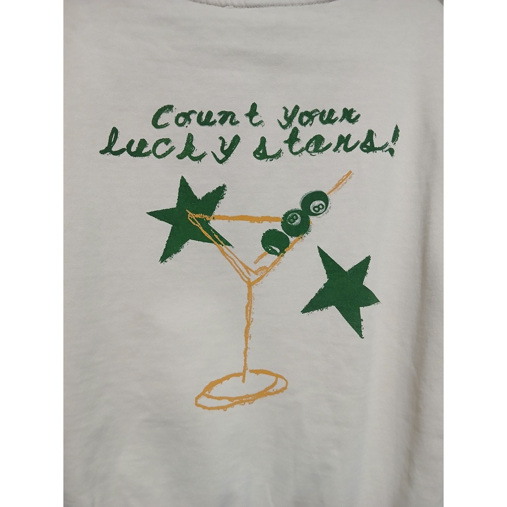 PacSun Count Your Lucky Stars Martini Graphic Hoodie Cream Mens Medium - Picture 5 of 8